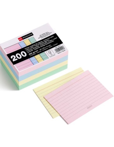 PAQ 200 FCICHAS RAYADAS COLORES A7 105X74MM