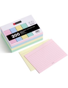 PAQ 200 FCICHAS RAYADAS COLORES A6 105X148MM