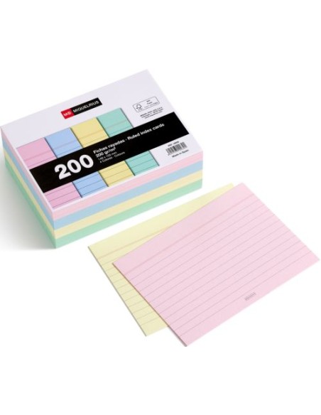 PAQ 200 FCICHAS RAYADAS COLORES A6 105X148MM