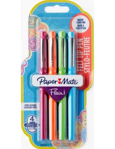 Blister 4 rotuladores punta de fibra flair fun colores surtidos