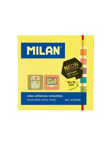 MILAN CUBO DE NOTAS ADHESIVAS 400 NOTAS 76X76 COLORES SURTIDOS NEON
