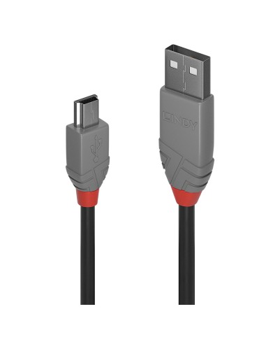 36722 cable USB 1 m USB 2.0 USB A Mini-USB B Negro, Gris