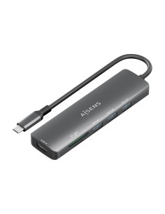 USB-C Dock 6 en 1, USB-C A, 1x HDMI, 3x USB-A, 1x SD, 1x MicroSD, Gris, 15cm