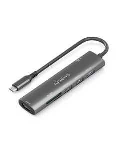 USB-C Dock 7 en 1, USB-C A, 1x HDMI, 2x USB-A USB2.0, 1x USB-A USB3.0, 1x USB-C PD 100W, 1x SD, 1x MicroSD, Gris, 15cm