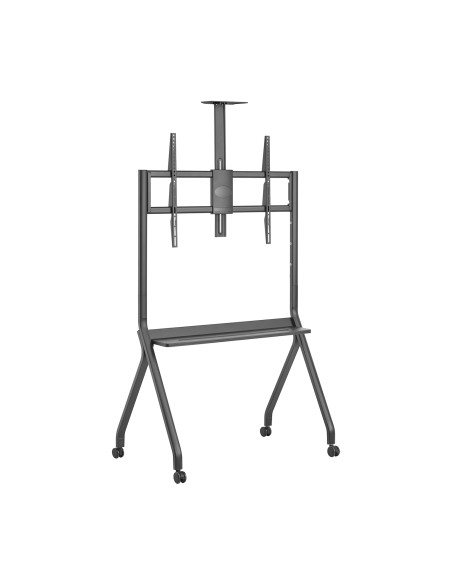 Soporte de Suelo Pro Con Rueda, 1 Bandeja Y Soporte de Camara Para Pantalla Interactiva/TV 120kg de 55"-100", Negro
