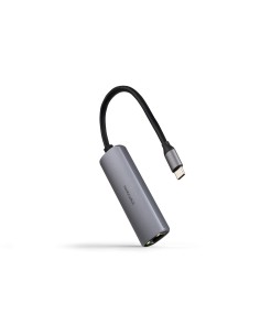 Adaptador USB-C 3.1 a RJ45, con PD 100W, USB-C/M, Aluminio, Color Gris, 18 cm