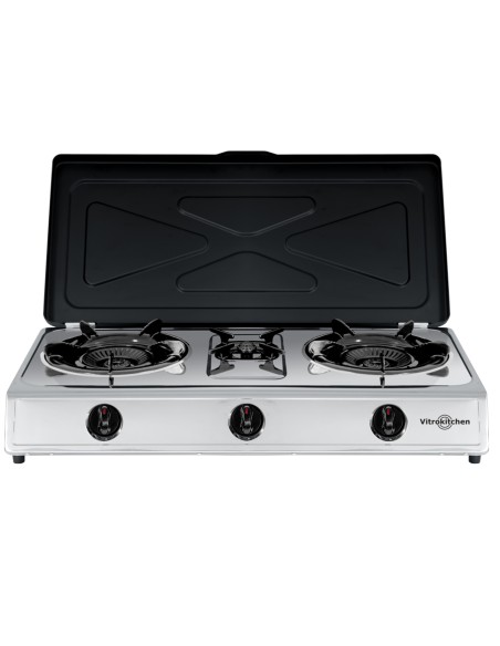 360IB hobs Negro, Acero inoxidable Encimera Encimera de gas 3 zona(s)