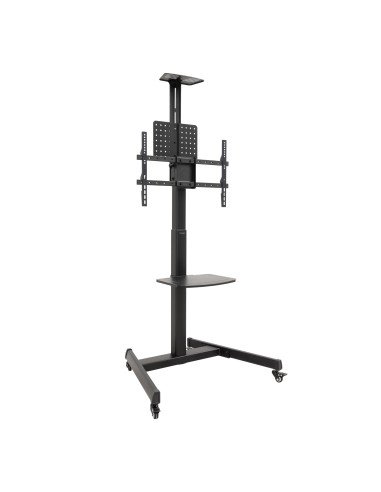 COMETA Soporte de Suelo con Ruedas con Regulación de Altura para Pantallas 37"- 70", Rotación 90°, Negro