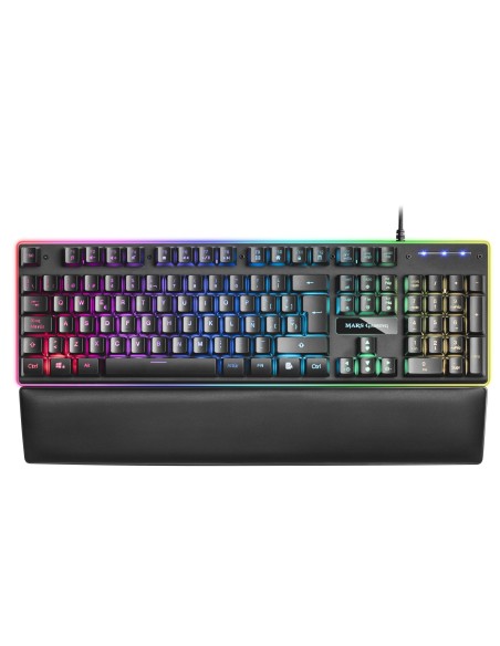 MK320ES, Teclado Gaming H-Mech, 13 Modos RGB y Halo, Reposamuñecas Acolchado, Antighosting, Idioma Español, Color Negro MK320ES, Teclado Gaming H-Mech, 13 Modos RGB y Halo, Reposamuñecas Acolchado, Antighosting, Idioma Español, Color Negro