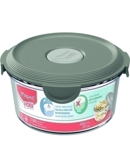 MAPED PICNIK RECIPIENTE DE CRISTAL VÁLIDO PARA MICRO Y HORNO TAPA GRIS