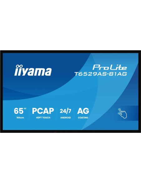T6529AS-B1AG pantalla de señalización Panel plano interactivo 163,8 cm (64.5") LED Wifi 500 cd / m² 4K Ultra HD Negro Pantalla t