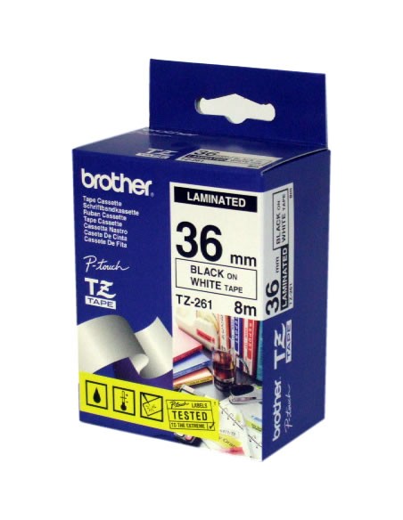 TZ-261 cinta para impresora de etiquetas Negro sobre blanco
