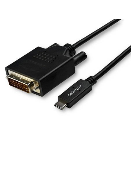 Cable Adaptador de 3m USB-C a DVI 1920 x 1200 - Negro - Cable USB Tipo C a DVI - Cable Conversor de Vídeo USBC