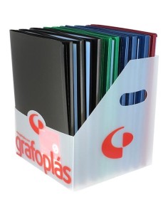 GRAFOPLÁS CARPETA CON FUNDAS POLIPLÁS SOLDADAS FOLIO PP SEMIRÍGIDO OPACO C/SURTIDOS EXPOSITOR 20 UD