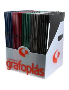 GRAFOPLÁS CARPETA CON GOMAS POLIGRAF 3 SOLAPAS FOLIO PP OPACO C/SURTIDOS EXPOSITOR 50 UD