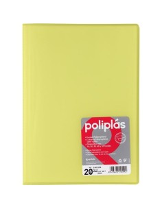 GRAFOPLÁS CARPETA CON FUNDAS POLIPLÁS SOLDADAS FOLIO 20 FUNDAS PP SEMIRÍGIDO TRANSLÚCIDO AMARILLO SOFT