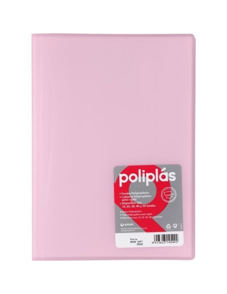GRAFOPLÁS CARPETA CON FUNDAS POLIPLÁS SOLDADAS FOLIO 30 FUNDAS PP SEMIRÍGIDO TRANSLÚCIDO ROSA SOFT