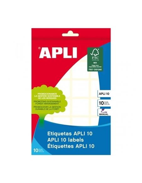 APLI ETIQUETAS ADHESIVAS 36X40MM ESCRITURA MANUAL C/ROMOS 12 X 10H BLANCO