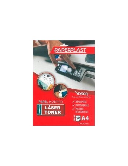 YOSAN PAPEL PLÁSTICO PAPERPLAST PELÍCULA DE POLIESTER 150 MICRAS IMPRIMIBLE A4 -PAQUETE 50H-
