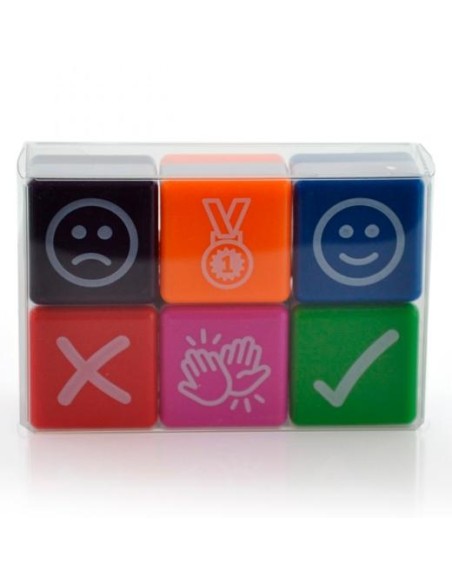 OFFICE BOX SELLOS DE MOTIVACIÓN ICONS 2,5X2,5CM COLORES SURTIDOS PACK 6 UD