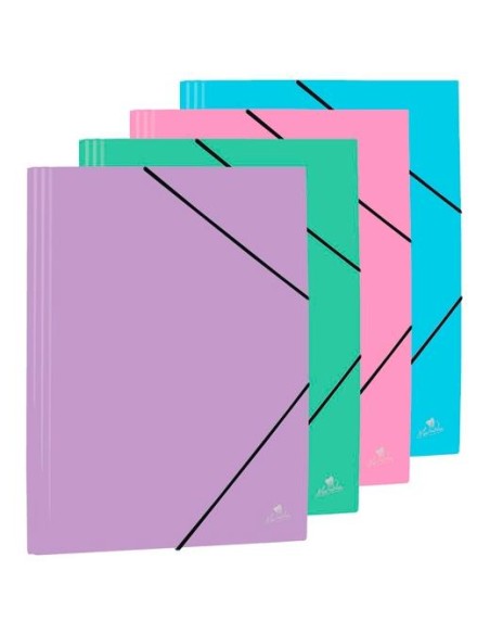 MARIOLA CARPETA CON GOMAS Y SOLAPAS FOLIO POLIPROPILENO 450 MICRAS C/SURTIDOS PASTEL - Pack de 12 unidades