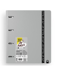 CARCHIVO CARPEBLOCK 360 MY RULES CON RECAMBIO 100H A4 5X5 90GR 4 SEPARADORES PP FOAM GRIS