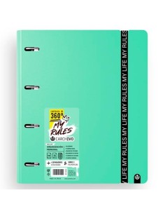 CARCHIVO CARPEBLOCK 360 MY RULES CON RECAMBIO 100H A4 5X5 90GR 4 SEPARADORES PP FOAM JADE