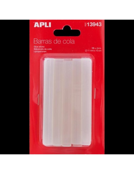 APLI BARRAS ADHESIVAS PARA PISTOLA DE SILICONA CALIENTE Ø11MM X 10CM 10U