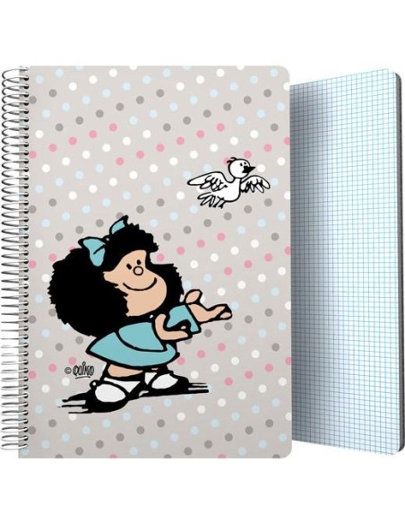 GRAFOPLÁS CUADERNO ESPIRAL FOLIO 80H 4X4MM 90GR TAPA PP MAFALDA BIRD