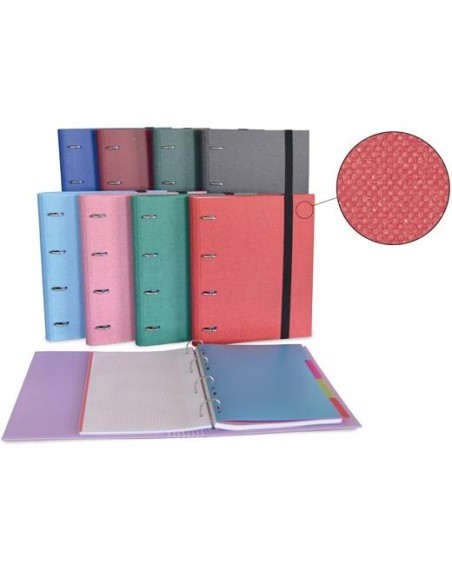 SENFORT EXPOSITOR 8 CARPETAS RINGBOOK 4 ANILLAS 30MM 120H A4 C/SEPARADORES FORRADO COTTON C/SURTIDOS