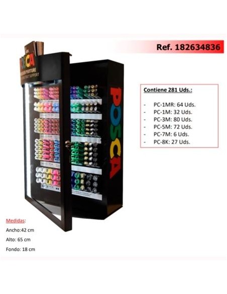 POSCA EXPOSITOR MARCADOR  PC-1MR/1M/3M/5M/7M/8K -281 PIEZAS-