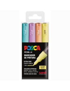 POSCA MARCADOR  PC-1M/4C NO PERMANENTE PUNTA FINA 0.7MM COLORES SURTIDOS PASTEL -4U-