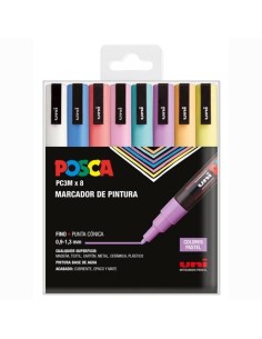 POSCA MARCADOR  PC-3M/8C NO PERMANENTE PUNTA FINA 0.9MM-1.3MM COLORES SURTIDOS PASTEL -8U-
