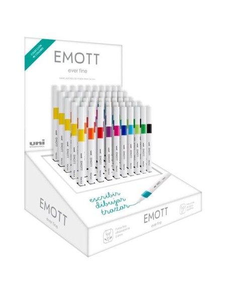 UNIBALL EMOTT ROTULADORES DE ESCRITURA Y DIBUJO 10 COLORES SURTIDOS EXPOSITOR 50 UD