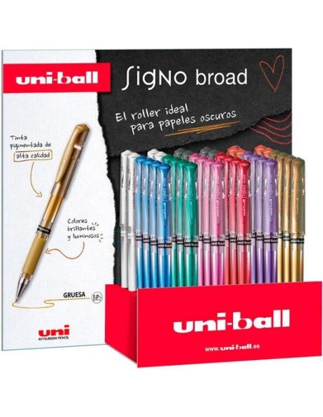 UNIBALL ROLLERBALL SIGNO BROAD UM-153 1.0MM SURTIDO METÁLICO EXPOSITOR 36 UD