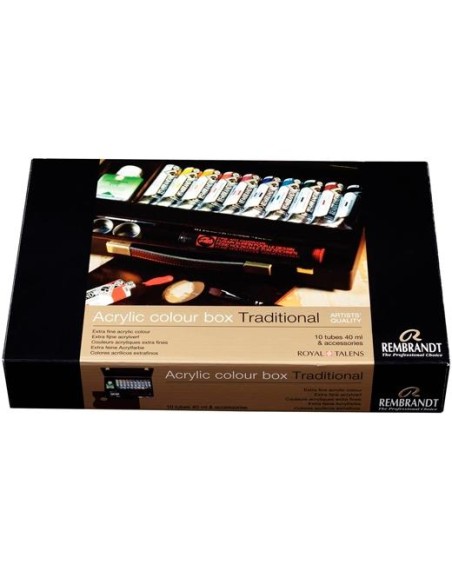 TALENS REMBRANDT CAJA CON 10 TUBOS DE 40ML PINTURA ACRÍLICA COLORES SURTIDOS