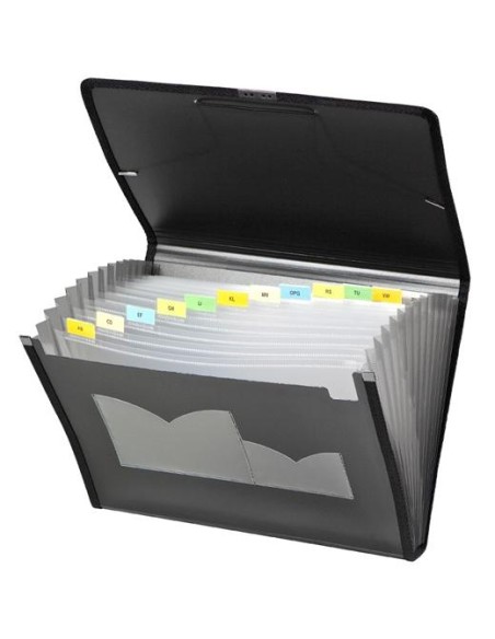 CARCHIVO CLASIFICADOR ACORDEÓN DUNE 13 DPTOS FOLIO C/GOMA PP RÍGIDO ACANALADO NEGRO CARCHIVO CLASIFICADOR ACORDEÓN DUNE 13 DPTOS FOLIO C/GOMA PP RÍGIDO ACANALADO NEGRO