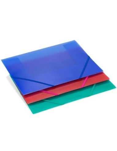 CARCHIVO CARPETA 3 SOLAPAS FOLIO C/GOMAS PP TRANSLÚCIDO AZUL