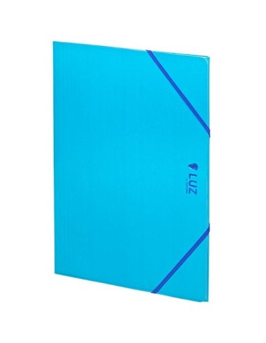 Carpeta Cartón con Goma - 3 Solapas - Tamaño Folio - Brillo Luz - Color Azul