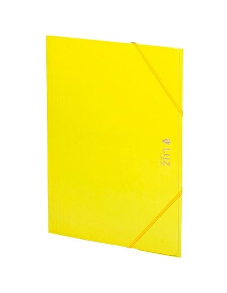 Carpeta Cartón con Goma - 3 Solapas - Tamaño Folio - Brillo Luz - Color Amarillo