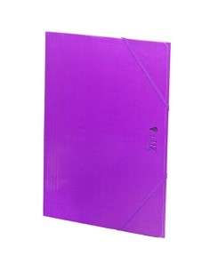 Carpeta Cartón con Goma - 3 Solapas - Tamaño Folio - Brillo Luz - Color Violeta