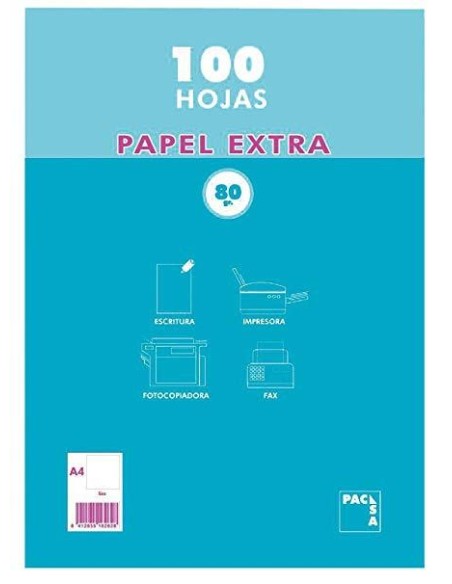 PACSA PAQUETE DE PAPEL DE 100 HOJAS RETRACTILADO 4X4 A4 80 GR