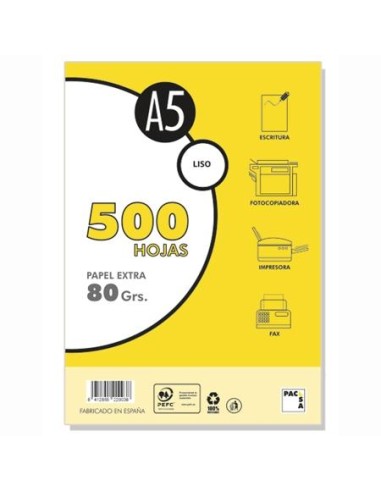 PACSA PAPEL MULTIFUNCIÓN A5 EXTRA 500H LISO 80GR BLANCO