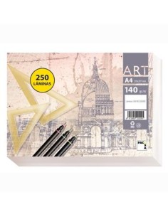 PACSA PAPEL DE DIBUJO SERIE ART A4 PAQUETE DE 250 LÁMINAS 140GR LISO SIN RECUADRO BLANCO