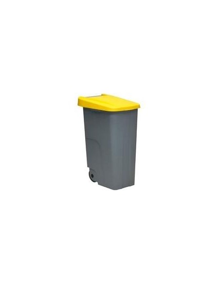 DENOX CONTENEDOR DE RECICLAJE C/RUEDAS Y ASA CERRADO 110L AMARILLO