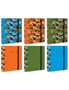 MARIOLA CARPETA ANILLAS MIXTAS 4X40MM CARPEBLOCK C/RECAMBIO 100H 6 DISEÑOS SURTIDOS CAMUFLAJE