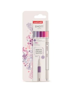 UNIBALL EMOTT ROTULADORES DE ESCRITURA Y DIBUJO COLORES FLORALES ESTUCHE 5 UD