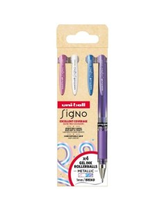 UNIBALL ROLLERBALL SIGNO BROAD UM-153 1.0MM SURTIDO NO.2 SET 4 UD