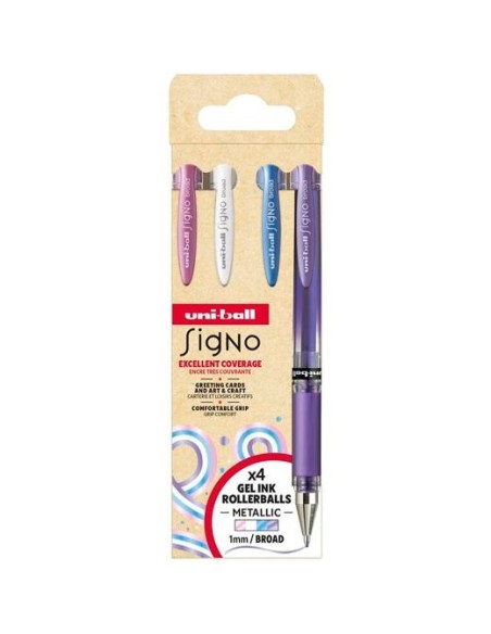 UNIBALL ROLLERBALL SIGNO BROAD UM-153 1.0MM SURTIDO NO.2 SET 4 UD