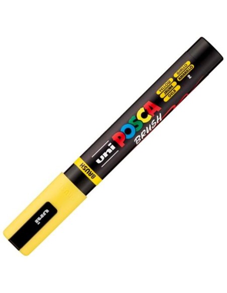 POSCA MARCADOR PC-5BR BRUSH PUNTA M SEMIFLEXIBLE AMARILLO